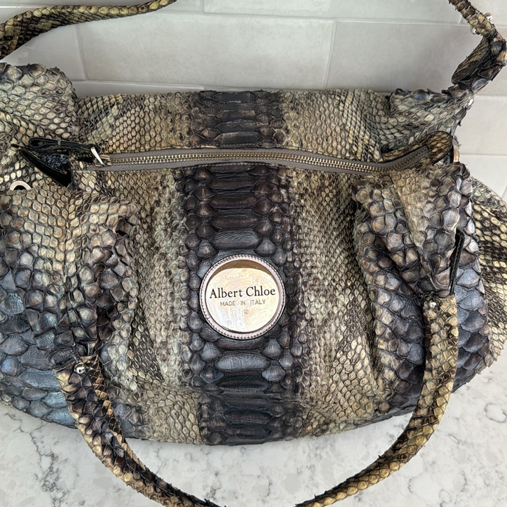 Albert Chloe Authentic Metallic Python Bag - image 4